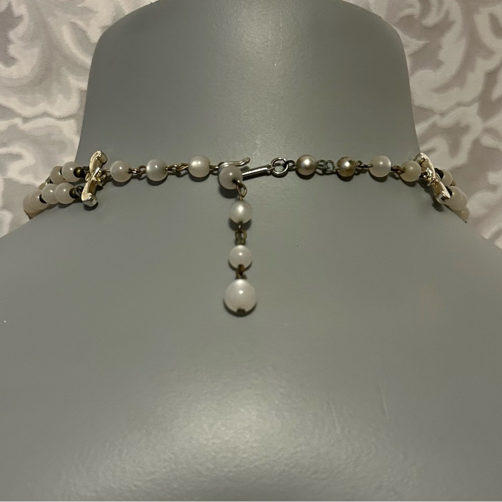 Vintage Beaded Double-Strand Necklace, Silver-tone Hook Closure - Picture 3 of 5